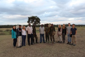 Group photograph with KWS Rangers and Enoch (centre) and Nickson (short-sleeved shirt to the left of KWS
